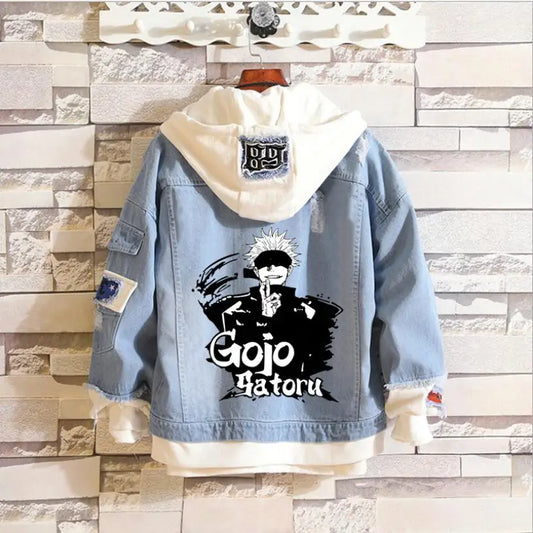 Veste en jean à capuche molletonnée Gojo Satoru Jujutsu Kaisen 